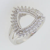 Sterling Silver Semi Mount Ring Setting Trillion Tri 10x10mm Halo Topaz - Syzjewelry